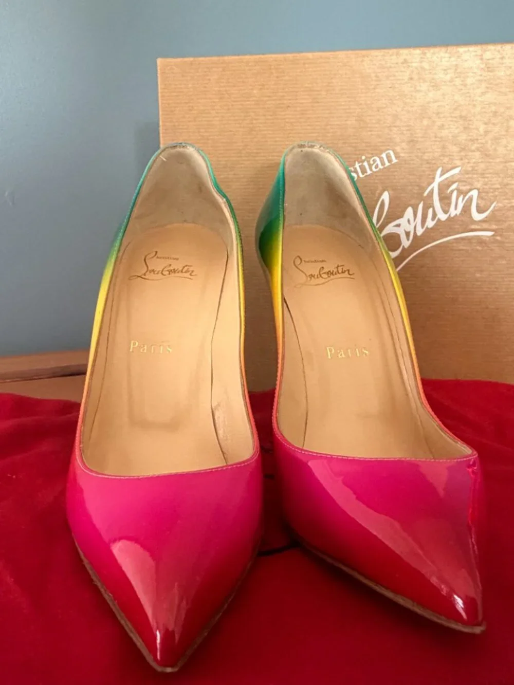 Christian Louboutin Rainbow Ombré Pigalle Follies 100 Pumps 36.5